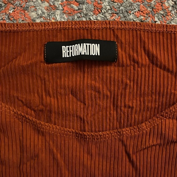 Reformation Orange Ribbed Long Sleeve Sz S - Picture 3 of 5